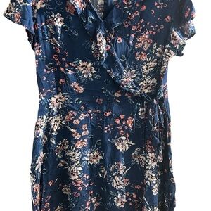 Xhilaration Navy Blue Floral Mini Dress
